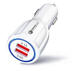 Автомобильное зарядное устройство 2 USB 3.1A (белый)